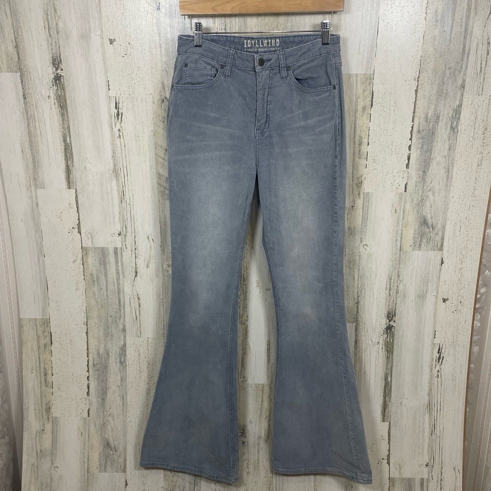 IDYLLWIND Miranda Lambert‎ Dusty Blue Grey Corduroy Flare Jeans size 8 High Rise